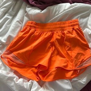 bright orange lululemon shorts size 6